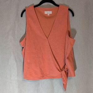 Madewell Coral Tie-Front Tank Top